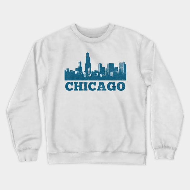 Chicago Skyline // Retro Vintage Faded Style Design Crewneck Sweatshirt by DankFutura